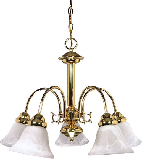 Nuvo Lighting 60/185 Ballerina 5 Light 24 Inch Chandelier with Alabaster Glass Bell Shades