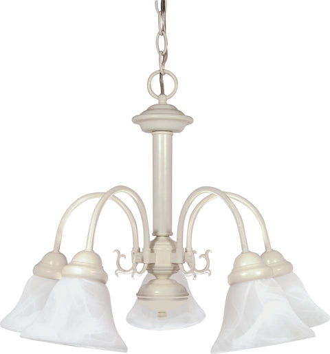 Nuvo Lighting 60/187 Ballerina 5 Light 24 Inch Chandelier with Alabaster Glass Bell Shades