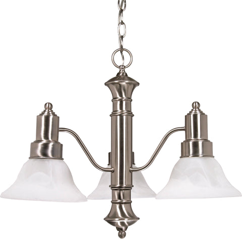 Nuvo Lighting 60/190 Gotham 3 Light 23 Inch Chandelier with Alabaster Glass Bell Shades