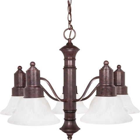 Nuvo Lighting 60/191 Gotham 5 Light 25 Inch Chandelier with Alabaster Glass Bell Shades