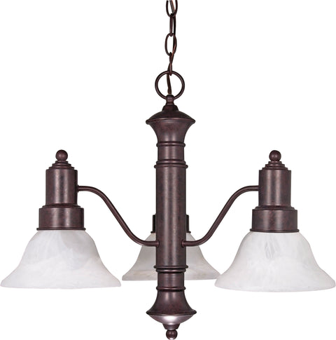 Nuvo Lighting 60/192 Gotham 3 Light 23 Inch Chandelier with Alabaster Glass Bell Shades