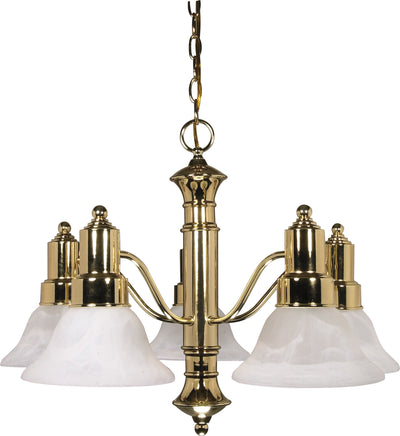 Nuvo Lighting 60/193 GOTHAM 5 light CHANDELIER POL BRASS/ALABASTER GLASS