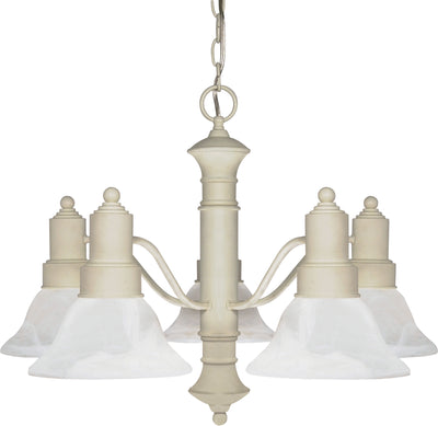 Nuvo Lighting 60/195 GOTHAM 5 light CHANDELIER TXT WHITE/ALABASTER GLASS