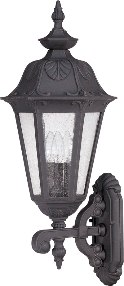 Nuvo Lighting 60/2031 CORTLAND 3 light WALL LANTERN UP  SATIN IRON ORE/SEEDED MIST GLS