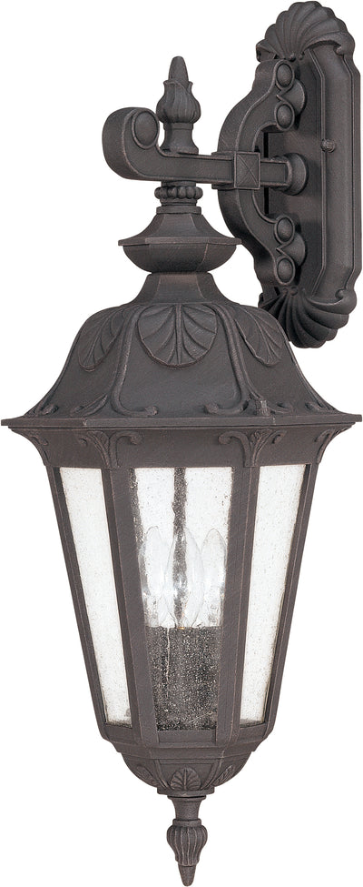 Nuvo Lighting 60/2032 CORTLAND 3light WALL LANTERN DOWN SATIN IRON ORE/SEEDED MIST GLS
