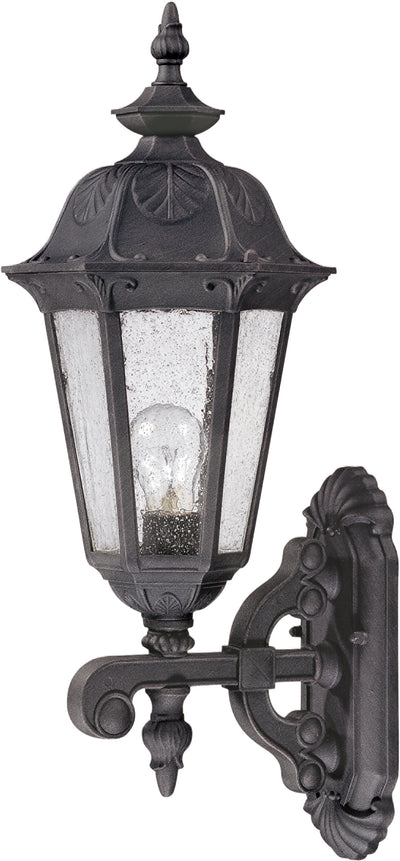 Nuvo Lighting 60/2033 CORTLAND 1 light WALL LANTERN UP  SATIN IRON ORE/SEEDED MIST GLS