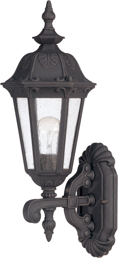 Nuvo Lighting 60/2035 CORTLAND 1 light WALL LANTERN UP  SATIN IRON ORE/SEEDED MIST GLS
