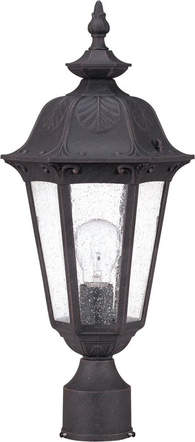Nuvo Lighting 60/2039 CORTLAND 1 light POST LANTERN SATIN IRON ORE/SEEDED MIST GLS