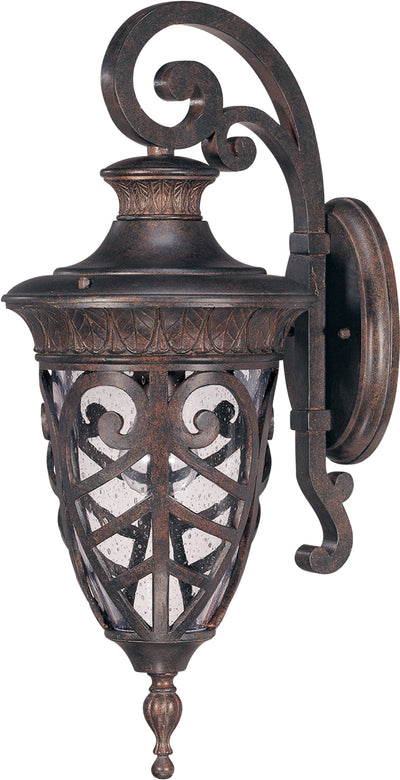 Nuvo Lighting 60/2054 ASTON 1 light WALL LANTERN DOWN DK PLUM BRZ/CLEAR SEEDED GLASS
