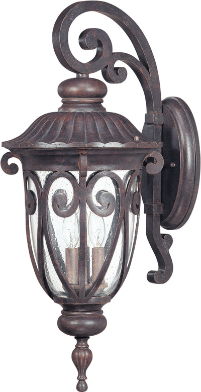 Nuvo Lighting 60/2062 CORNICHE LG WALL LANTRN ARM DN BURLWOOD/CLEAR SEEDED GLASS