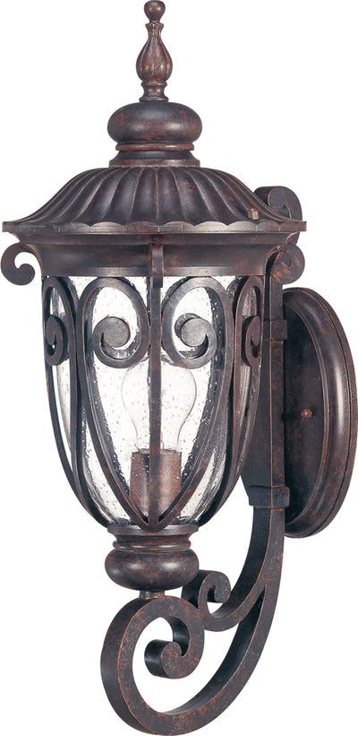 Nuvo Lighting 60/2063 CORNICHE MED WALL LAMP ARM UP  BURLWOOD/CLEAR SEEDED GLASS