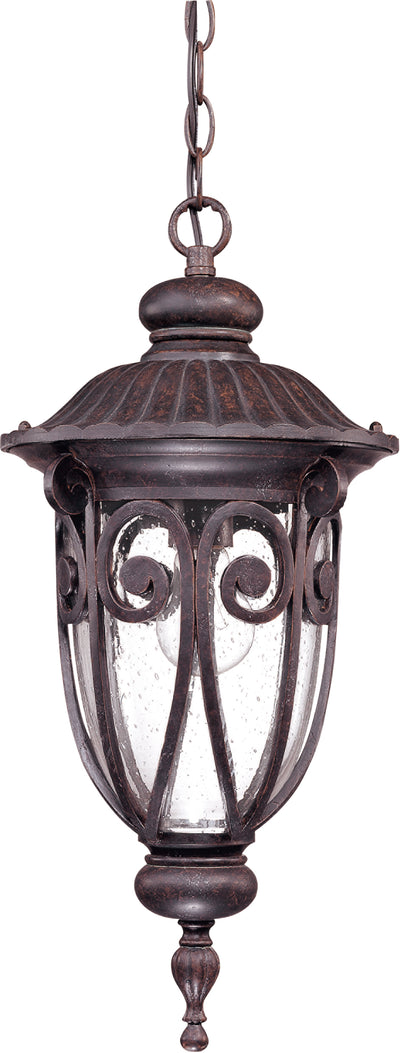 Nuvo Lighting 60/2068 CORNICHE HANGING LANTERN BURLWOOD/CLEAR SEEDED GLASS