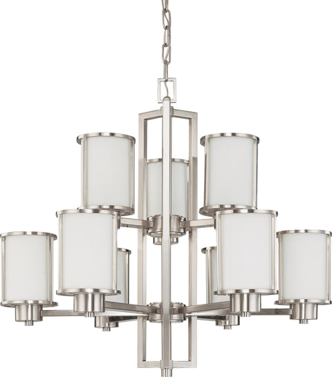 Nuvo Lighting 60/2855 Odeon 6 + 3 Light Chandelier with Satin White Glass
