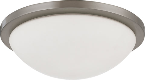 Nuvo Lighting 60/2944 BUTTON ES 2 light 13 Inch FLUSH BRUSHED NICKEL/WHITE GLASS