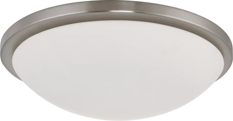 Nuvo Lighting 60/2947 BUTTON ES 4 light 17 Inch FLUSH BRUSHED NICKEL/WHITE GLASS