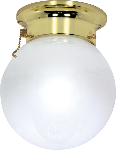 Nuvo Lighting 60/295 1 Light 6 Inch Ceiling Mount White Ball with Pull Chain Switch