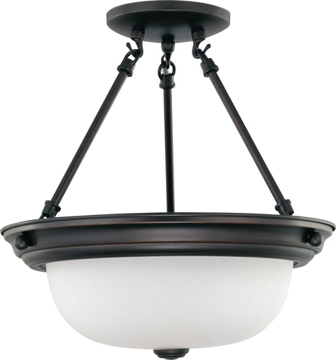 Nuvo Lighting 60/3149 2 Light 13 Inch Semi Flush with Frosted White Glass
