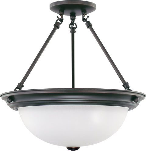 Nuvo Lighting 60/3151 3 Light 15 Inch Semi Flush with Frosted White Glass