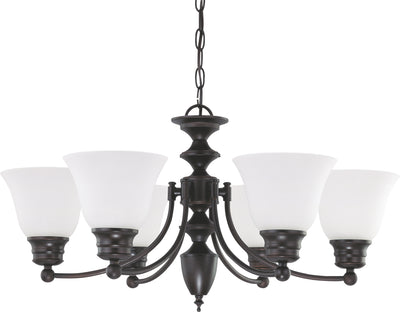 Nuvo Lighting 60/3169 Empire 6 Light 26 Inch Chandelier with Frosted White Glass