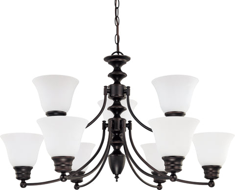 Nuvo Lighting 60/3171 Empire 9 Light 32 Inch Chandelier with Frosted White Glass