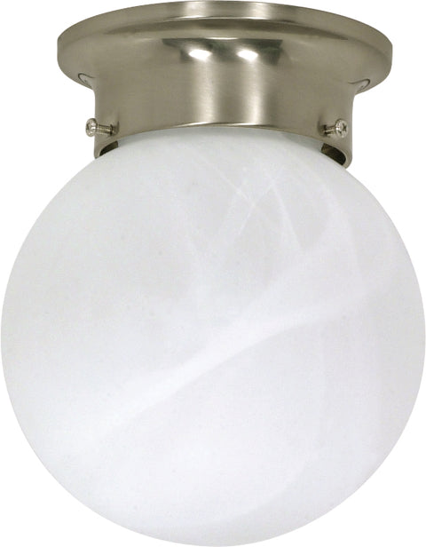 Nuvo Lighting 60/3189 1 LIGHT ES 6 Inch BALL CEILING BRUSHED NICKEL/ALABASTER GLASS