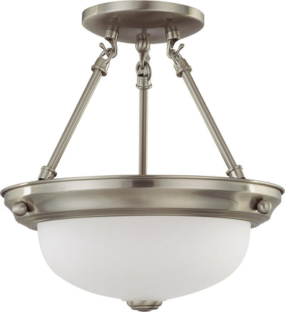 Nuvo Lighting 60/3244 2 Light 11 Inch Semi Flush with Frosted White Glass
