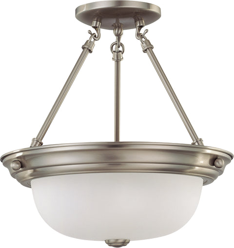 Nuvo Lighting 60/3245 2 Light 13 Inch Semi Flush with Frosted White Glass