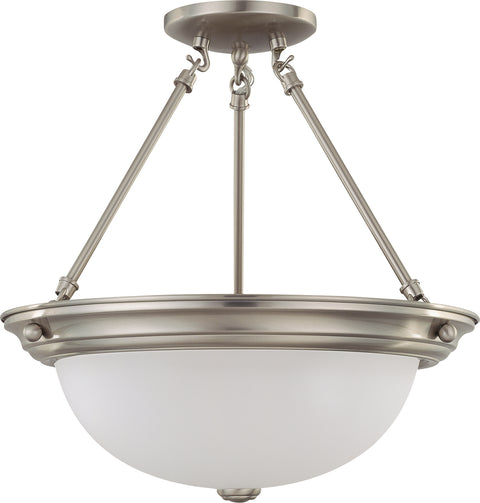Nuvo Lighting 60/3246 3 Light 15 Inch Semi Flush with Frosted White Glass