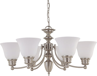 Nuvo Lighting 60/3255 Empire 6 Light 26 Inch Chandelier with Frosted White Glass