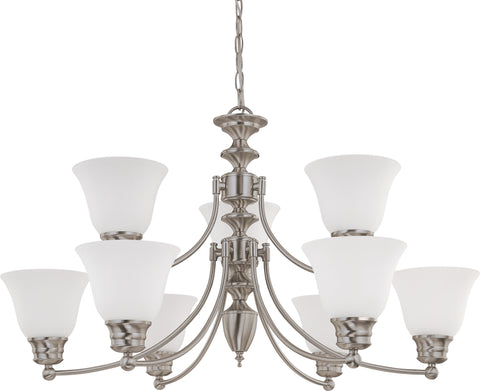 Nuvo Lighting 60/3256 Empire 9 Light 32 Inch Chandelier with Frosted White Glass