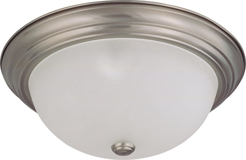 Nuvo Lighting 60/3313 3 LIGHT ES 15 Inch FLUSH MOUNT BRUSHED NICKEL/FROSTED GLASS