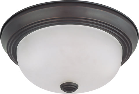 Nuvo Lighting 60/3335 2 LIGHT ES 11 Inch FLUSH MOUNT MAHOGANY BRONZE/FROSTED GLASS
