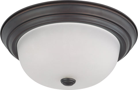 Nuvo Lighting 60/3336 2 LIGHT ES 13 Inch FLUSH MOUNT MAHOGANY BRONZE/FROSTED GLASS