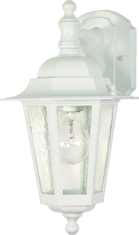 Nuvo Lighting 60/3473 Cornerstone 1 Light 13 Inch Wall Mount Sconce Lantern Arm Down with Clear Seed Glass Color retail packaging
