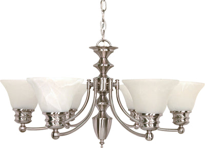 Nuvo Lighting 60/356 Empire 6 Light 26 Inch Chandelier with Alabaster Glass Bell Shades