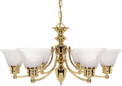 Nuvo Lighting 60/357 Empire 6 Light 26 Inch Chandelier with Alabaster Glass Bell Shades