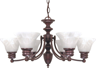 Nuvo Lighting 60/358 Empire 6 Light 26 Inch Chandelier with Alabaster Glass Bell Shades