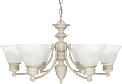 Nuvo Lighting 60/359 Empire 6 Light 26 Inch Chandelier with Alabaster Glass Bell Shades