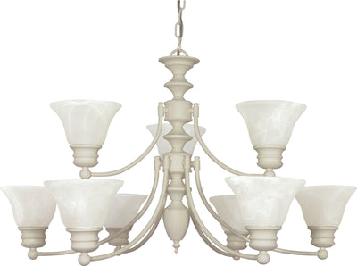 Nuvo Lighting 60/363 EMPIRE 9 light CHANDELIER TXT WHITE/ALABASTER GLASS