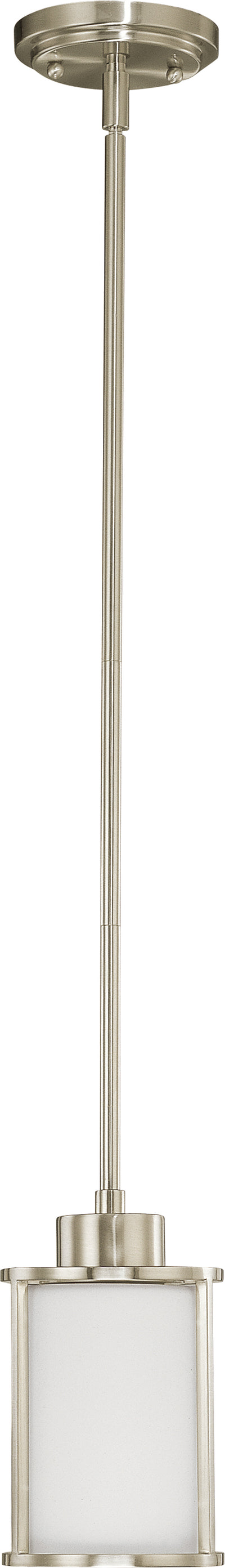 Nuvo Lighting 60/3808 ODEON ES 1 LIGHT MINI PENDANT  BRUSHED NICKEL/WHITE GLASS