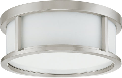 Nuvo Lighting 60/3811 ODEON ES 2 LIGHT 13 Inch FLUSH BRUSHED NICKEL/WHITE GLASS