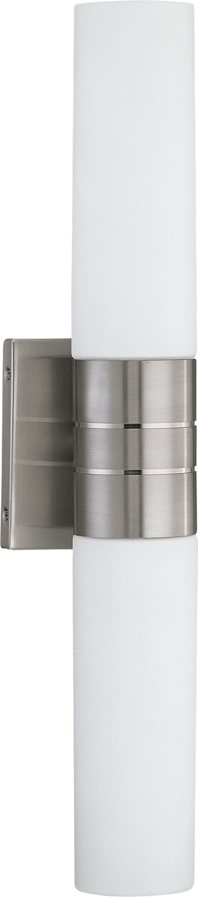 Nuvo Lighting 60/3955 LINK ES 2 light VERTICAL SCONCE BRUSHED NICKEL/SATIN WHITE GLS