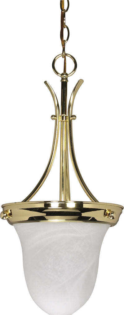 Nuvo Lighting 60/396 1 light BELL PENDANT  POL BRASS/ALABASTER GLASS