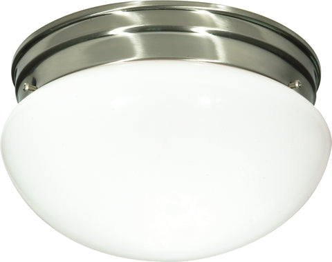 Nuvo Lighting 60/405 ES 2 light 13W 10 Inch MUSHROOM BR NICKEL/WHITE GLASS