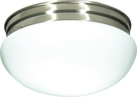 Nuvo Lighting 60/406 ES 2 light 18W 12 Inch MUSHROOM BR NICKEL/WHITE GLASS