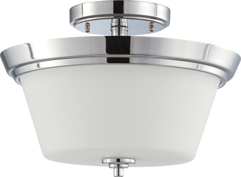 Nuvo Lighting 60/4087 Bento 2 Light Semi Flush Fixture with Satin White Glass