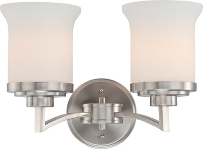 Nuvo Lighting 60/4102 HARMONY 2 LIGHT VANITY BRUSHED NICKEL/SATIN WHITE GLS