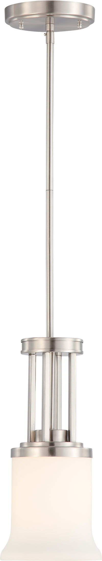 Nuvo Lighting 60/4108 HARMONY 1 LIGHT MINI PENDANT BRUSHED NICKEL/SATIN WHITE GLS