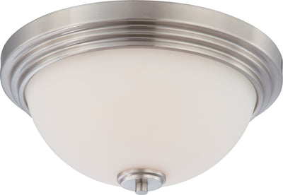 Nuvo Lighting 60/4111 HARMONY 2 LIGHT FLUSH DOME BRUSHED NICKEL/SATIN WHITE GLS