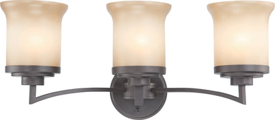 Nuvo Lighting 60/4123 HARMONY 3 LIGHT VANITY DARK CHOCOLATE BRZ/SAFFRON GLS